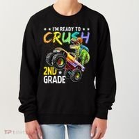 Im Ready To Crush 2nd Grade Dinosaur First Day Of School Women's Sweatshirt thumb 0