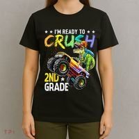 Im Ready To Crush 2nd Grade Dinosaur First Day Of School T-Shirt thumb 4