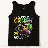 Im Ready To Crush 2nd Grade Dinosaur First Day Of School Tank Top thumb 2