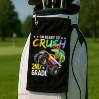 Im Ready To Crush 2nd Grade Dinosaur First Day Of School Golf Towel thumb 2