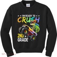 Im Ready To Crush 2nd Grade Dinosaur First Day Of School Kids Sweatshirt thumb 0