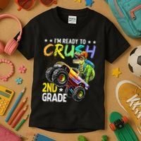 Im Ready To Crush 2nd Grade Dinosaur First Day Of School Kids T-Shirt thumb 3