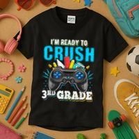 Im Ready To Crush 3rd Grade Back To School Video Game Boy Kids T-Shirt thumb 3