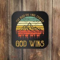 I’ve Read The Final Chapter God Wins retro Christian Coaster thumb 0