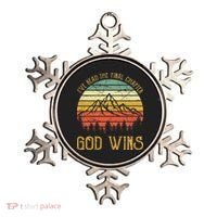 I’ve Read The Final Chapter God Wins retro Christian Ornament thumb 0