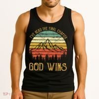 I’ve Read The Final Chapter God Wins retro Christian Tank Top thumb 3