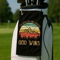 I’ve Read The Final Chapter God Wins retro Christian Golf Towel thumb 2