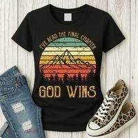 I’ve Read The Final Chapter God Wins retro Christian Women's T-Shirt thumb 3