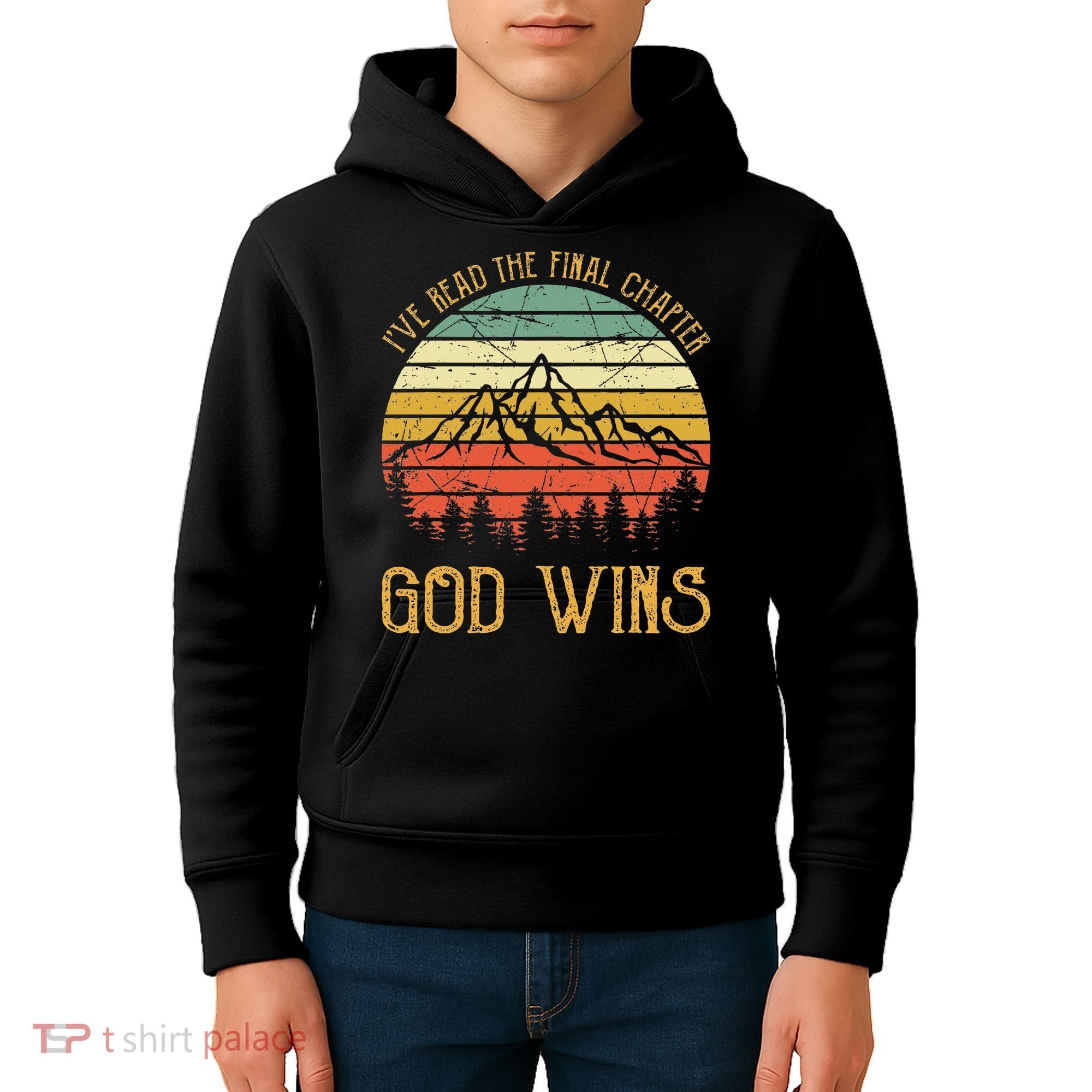 I’ve Read The Final Chapter God Wins retro Christian Kids Hoodie
