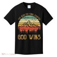 I’ve Read The Final Chapter God Wins retro Christian Kids T-Shirt thumb 0