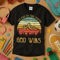 I’ve Read The Final Chapter God Wins retro Christian Kids T-Shirt thumb 3