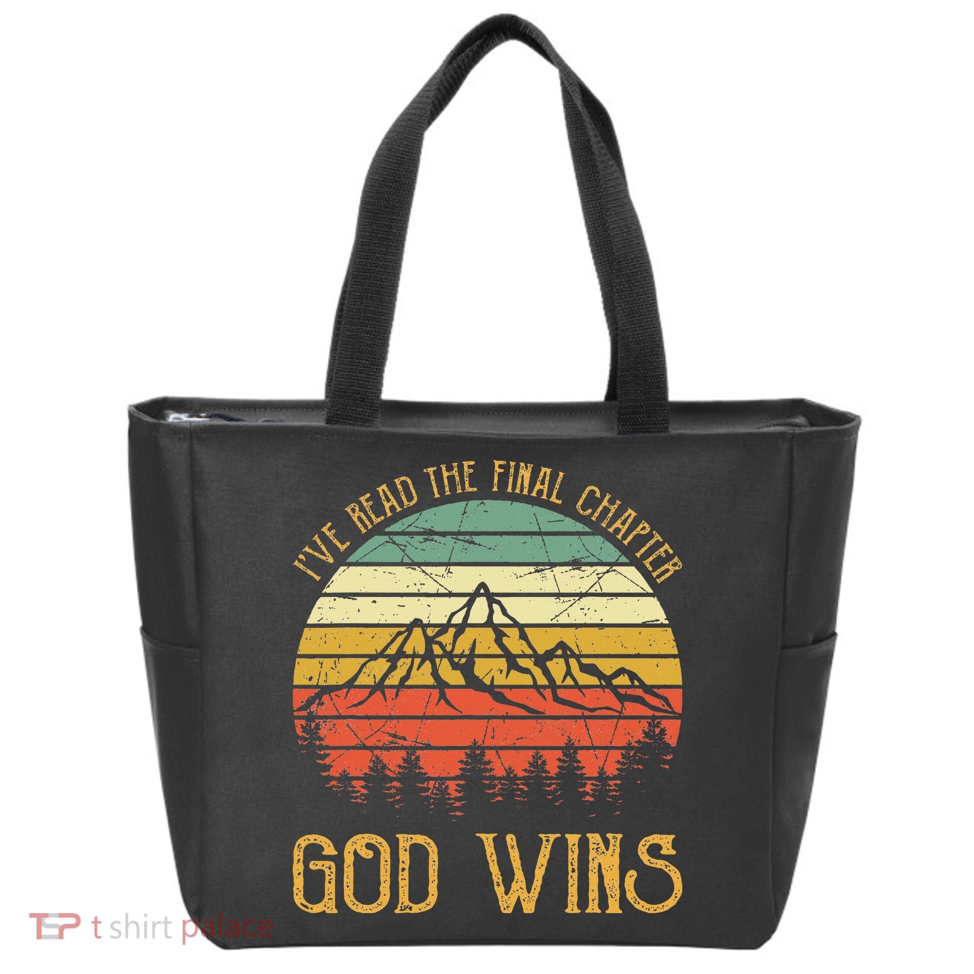 I’ve Read The Final Chapter God Wins retro Christian Tote Bag