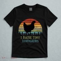 I Raise Tiny Dinosaurs Vintage Chicken Owner Retro Sunset T-Shirt thumb 5