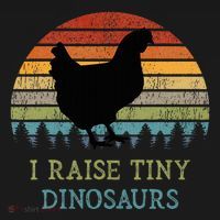 I Raise Tiny Dinosaurs Vintage Chicken Owner Retro Sunset T-Shirt thumb 7