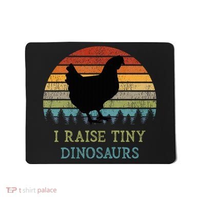 I Raise Tiny Dinosaurs Vintage Chicken Owner Retro Sunset Mousepad