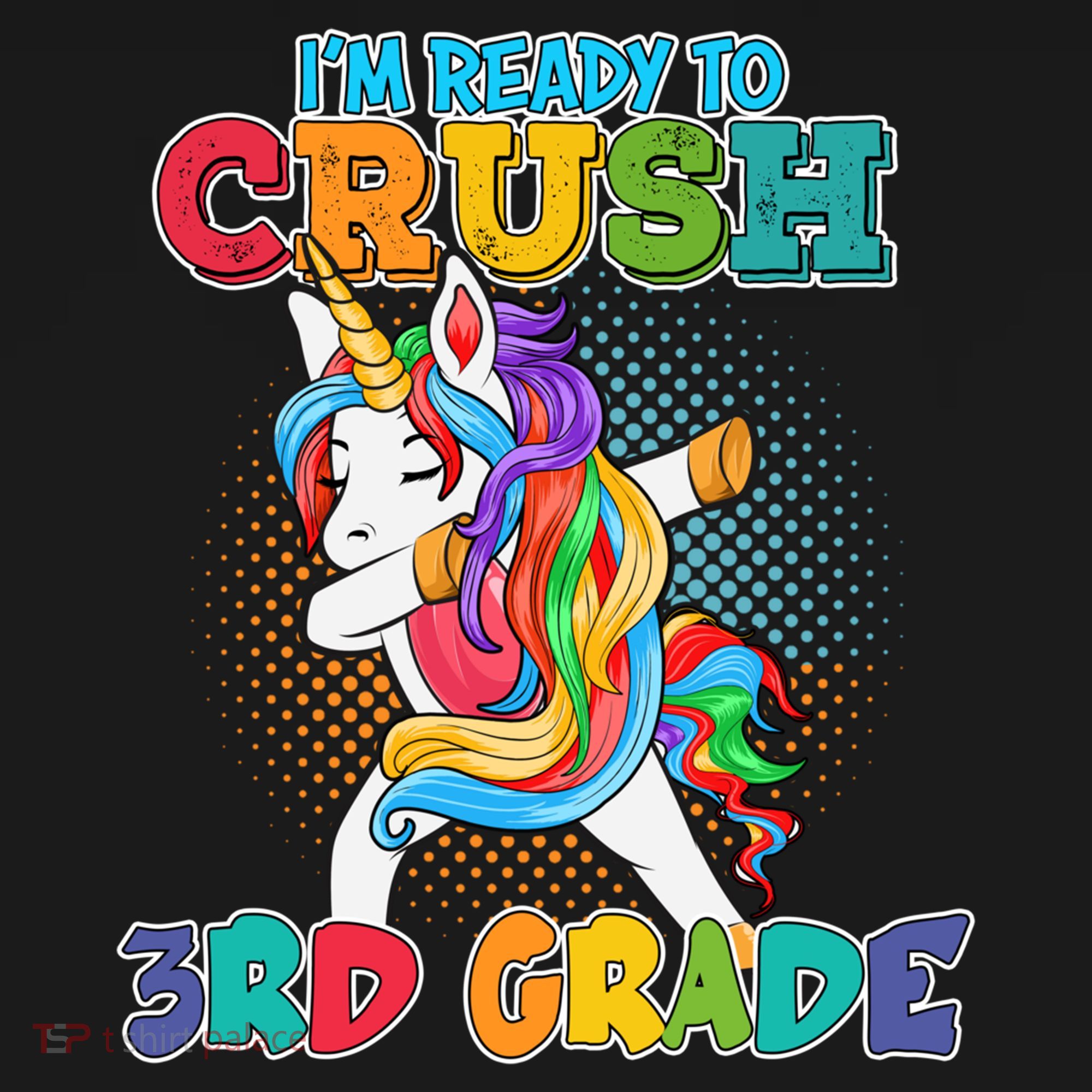 Im Ready To Crush 3Rd Grade Unicorn Funny Gift USA-Made Doggie Bandana