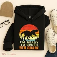 Im Ready To Crush 5th Grade Trex Dino Retro First Day Hoodie thumb 4
