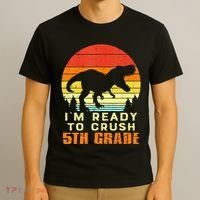 Im Ready To Crush 5th Grade Trex Dino Retro First Day T-Shirt thumb 3