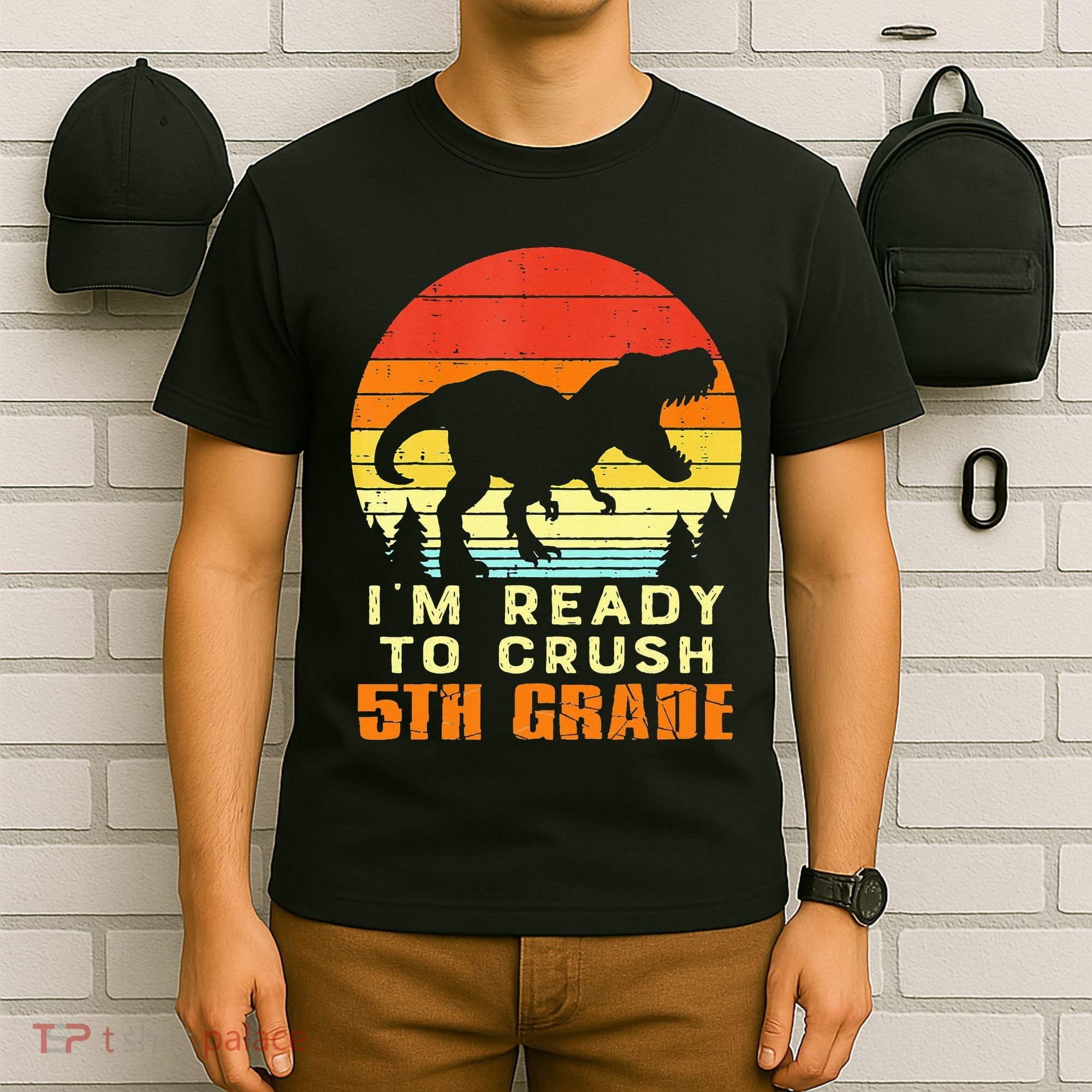 Im Ready To Crush 5th Grade Trex Dino Retro First Day T-Shirt