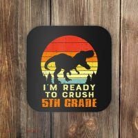 Im Ready To Crush 5th Grade Trex Dino Retro First Day Coaster thumb 0
