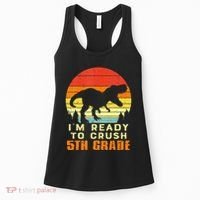 Im Ready To Crush 5th Grade Trex Dino Retro First Day Women's Tank Top thumb 0