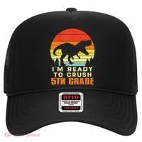 Im Ready To Crush 5th Grade Trex Dino Retro First Day Hat thumb 0