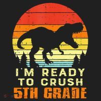 Im Ready To Crush 5th Grade Trex Dino Retro First Day Hat thumb 2