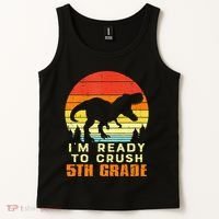 Im Ready To Crush 5th Grade Trex Dino Retro First Day Tank Top thumb 2