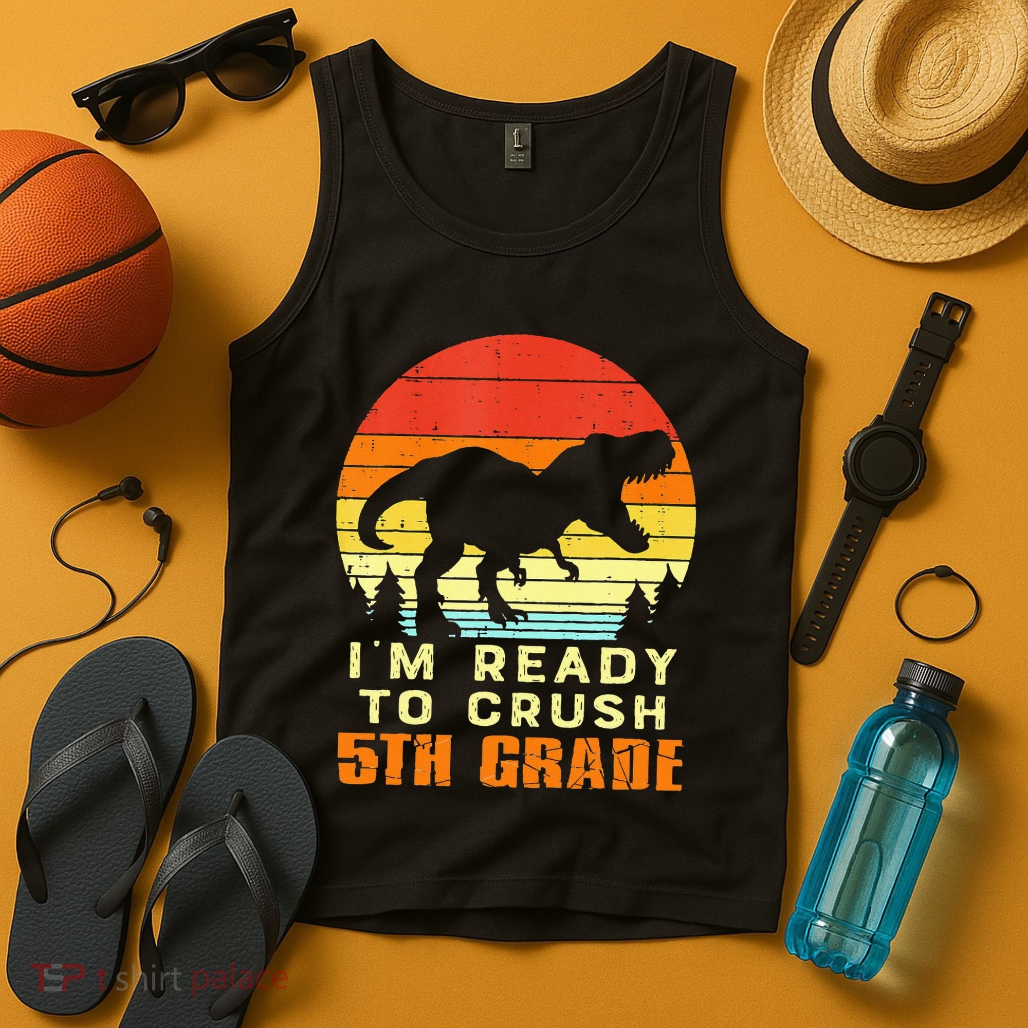 Im Ready To Crush 5th Grade Trex Dino Retro First Day Tank Top