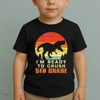 Im Ready To Crush 5th Grade Trex Dino Retro First Day Toddler T-Shirt thumb 2