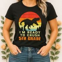 Im Ready To Crush 5th Grade Trex Dino Retro First Day Women's T-Shirt thumb 2