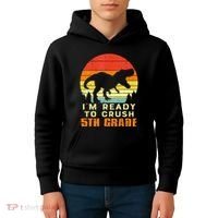 Im Ready To Crush 5th Grade Trex Dino Retro First Day Kids Hoodie thumb 4