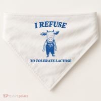 I Refuse To Tolerate Lactose Cow USA-Made Doggie Bandana thumb 0