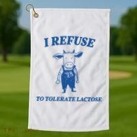 I Refuse To Tolerate Lactose Cow Golf Towel thumb 1