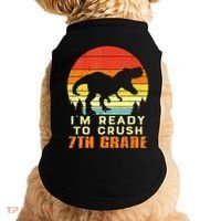 Im Ready To Crush 7th Grade Trex Dino Retro First Day Doggie Tank thumb 0