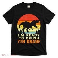 Im Ready To Crush 7th Grade Trex Dino Retro First Day T-Shirt thumb 0