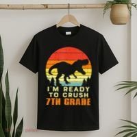 Im Ready To Crush 7th Grade Trex Dino Retro First Day T-Shirt thumb 2