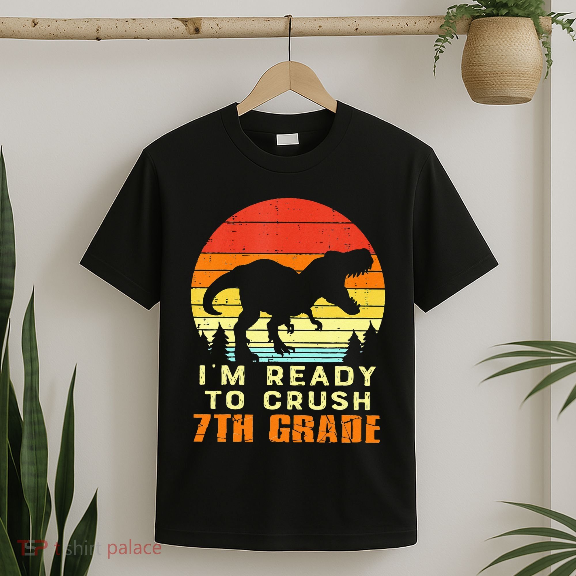 Im Ready To Crush 7th Grade Trex Dino Retro First Day T-Shirt