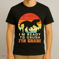Im Ready To Crush 7th Grade Trex Dino Retro First Day T-Shirt thumb 3