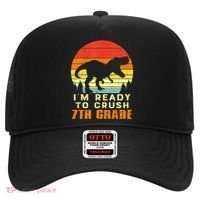 Im Ready To Crush 7th Grade Trex Dino Retro First Day Hat thumb 0