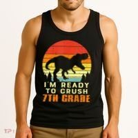 Im Ready To Crush 7th Grade Trex Dino Retro First Day Tank Top thumb 3
