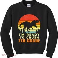 Im Ready To Crush 7th Grade Trex Dino Retro First Day Kids Sweatshirt thumb 0