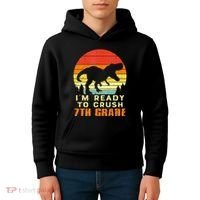 Im Ready To Crush 7th Grade Trex Dino Retro First Day Kids Hoodie thumb 4