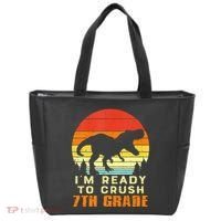 Im Ready To Crush 7th Grade Trex Dino Retro First Day Tote Bag thumb 0
