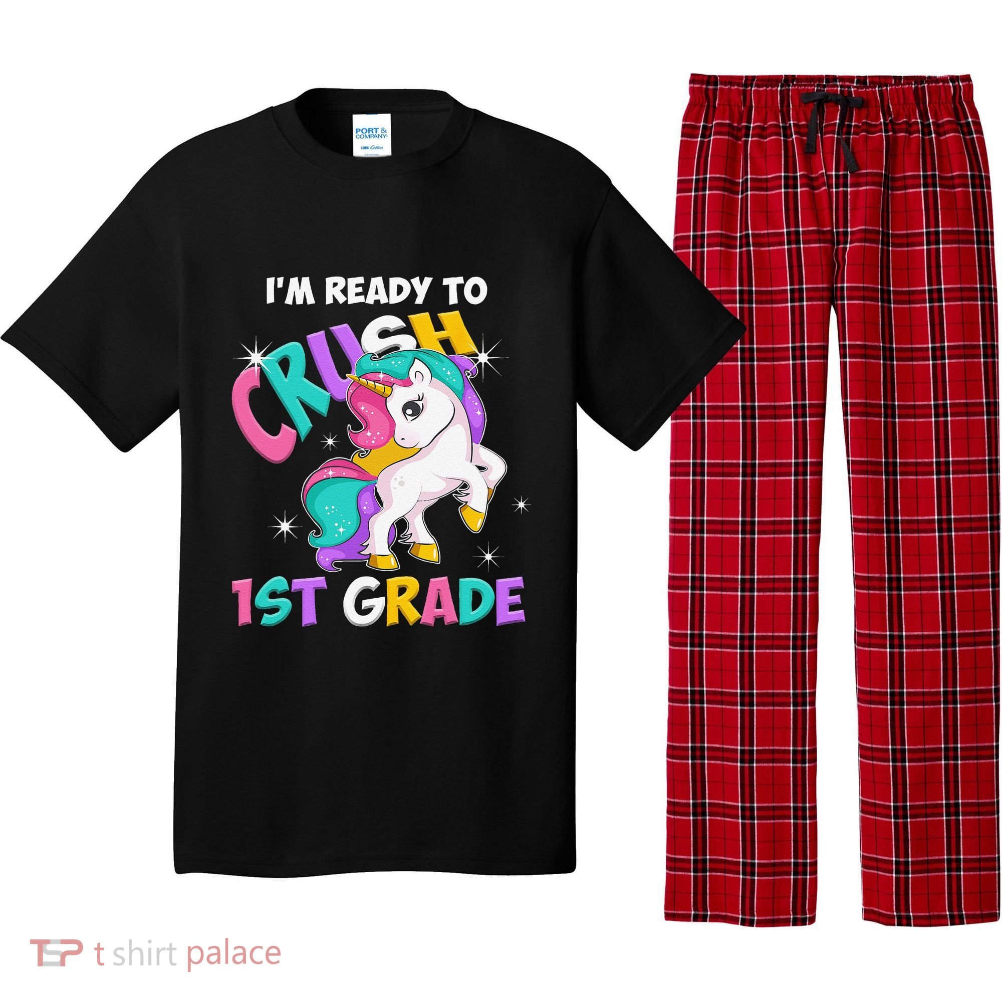 Im Ready To Crush 1st Grade Unicorn Back To School Pajama Set