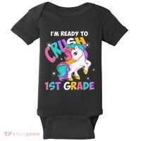 Im Ready To Crush 1st Grade Unicorn Back To School Baby Bodysuit thumb 0
