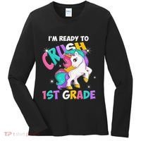 Im Ready To Crush 1st Grade Unicorn Back To School Women's Long Sleeve Shirt thumb 0