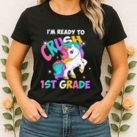 Im Ready To Crush 1st Grade Unicorn Back To School Women's T-Shirt thumb 2
