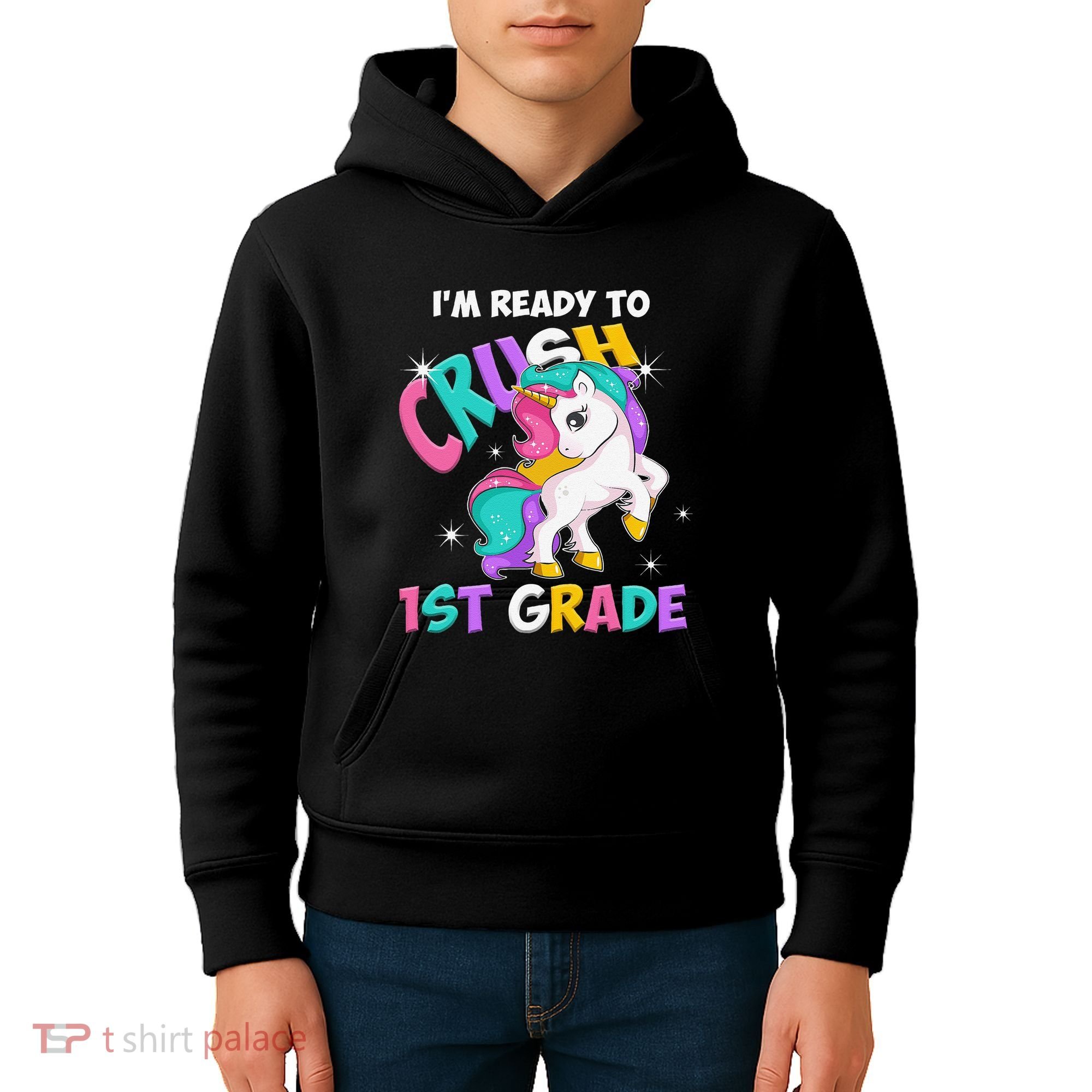 Im Ready To Crush 1st Grade Unicorn Back To School Kids Hoodie