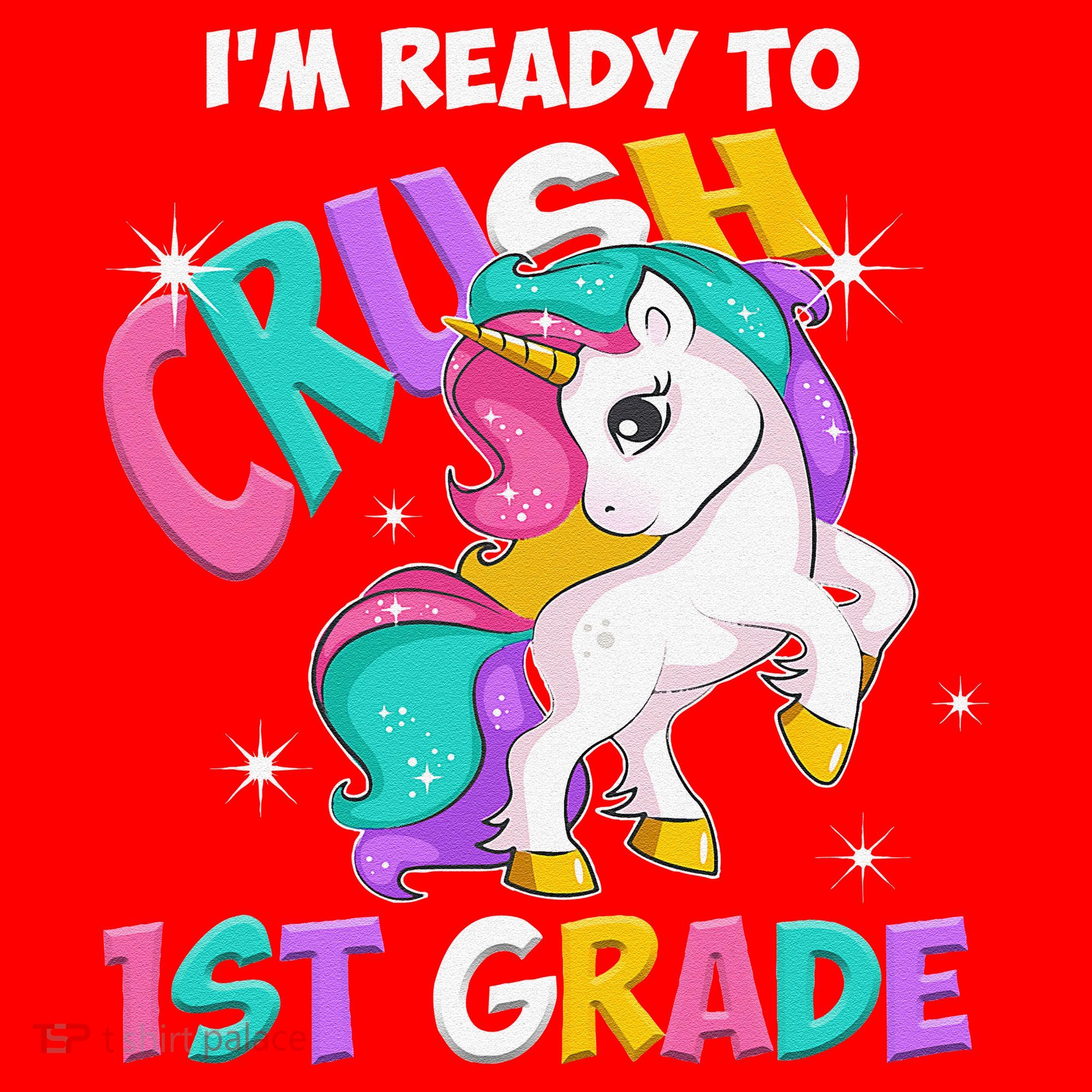 Im Ready To Crush 1st Grade Unicorn Back To School Santa Hat